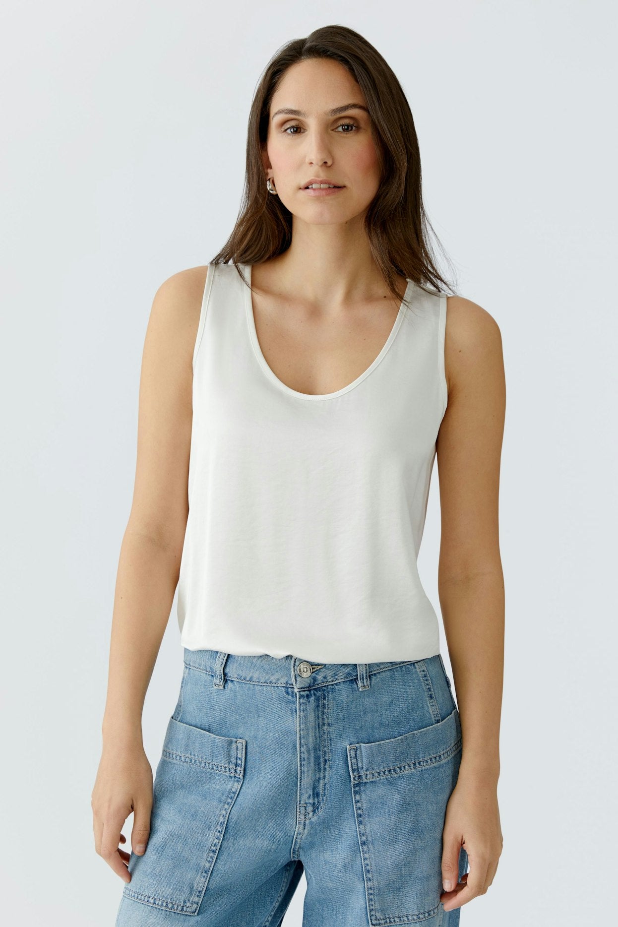Oui 96800 Off White Simple Sleeveless Tank Top