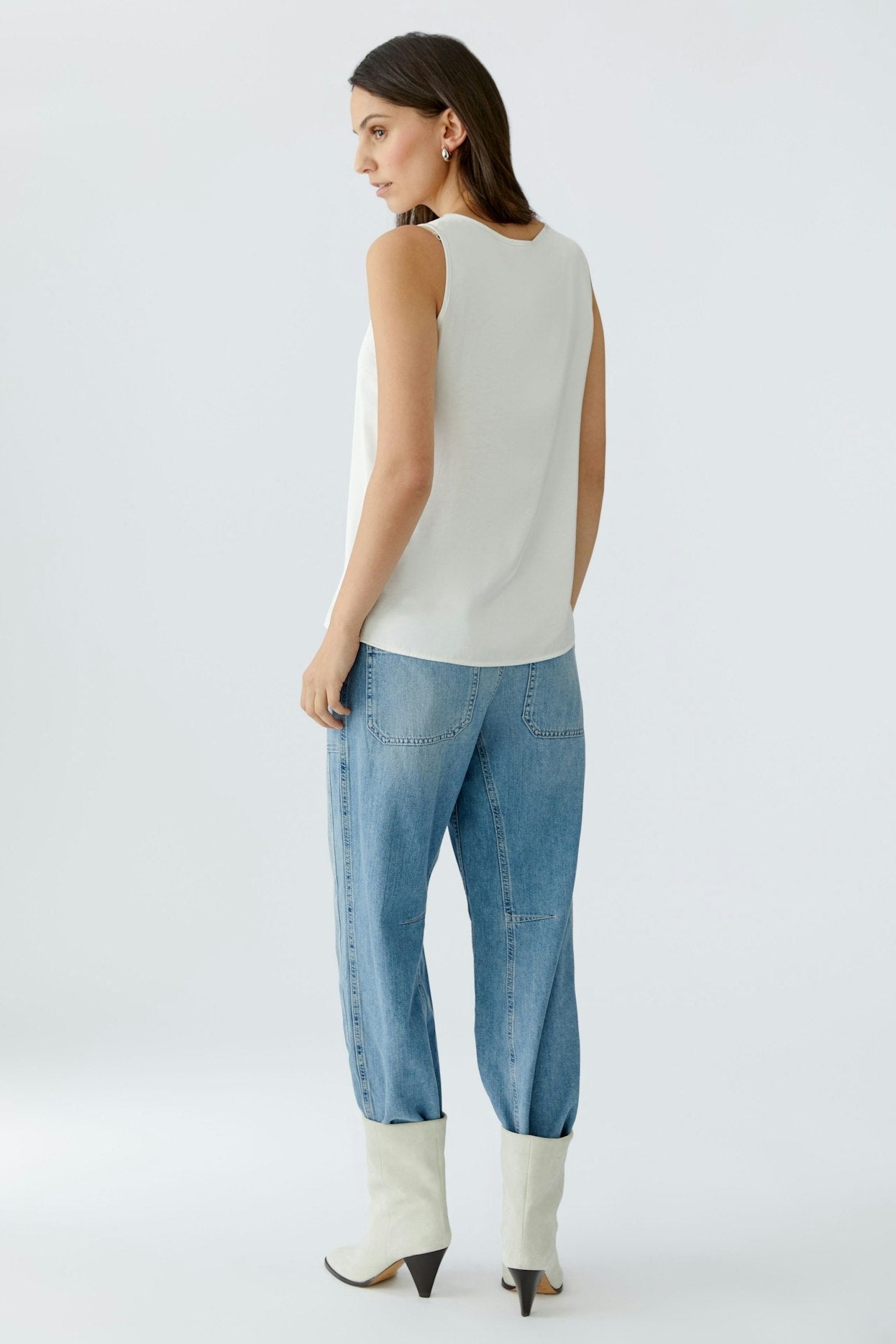 Oui 96800 Off White Simple Sleeveless Tank Top