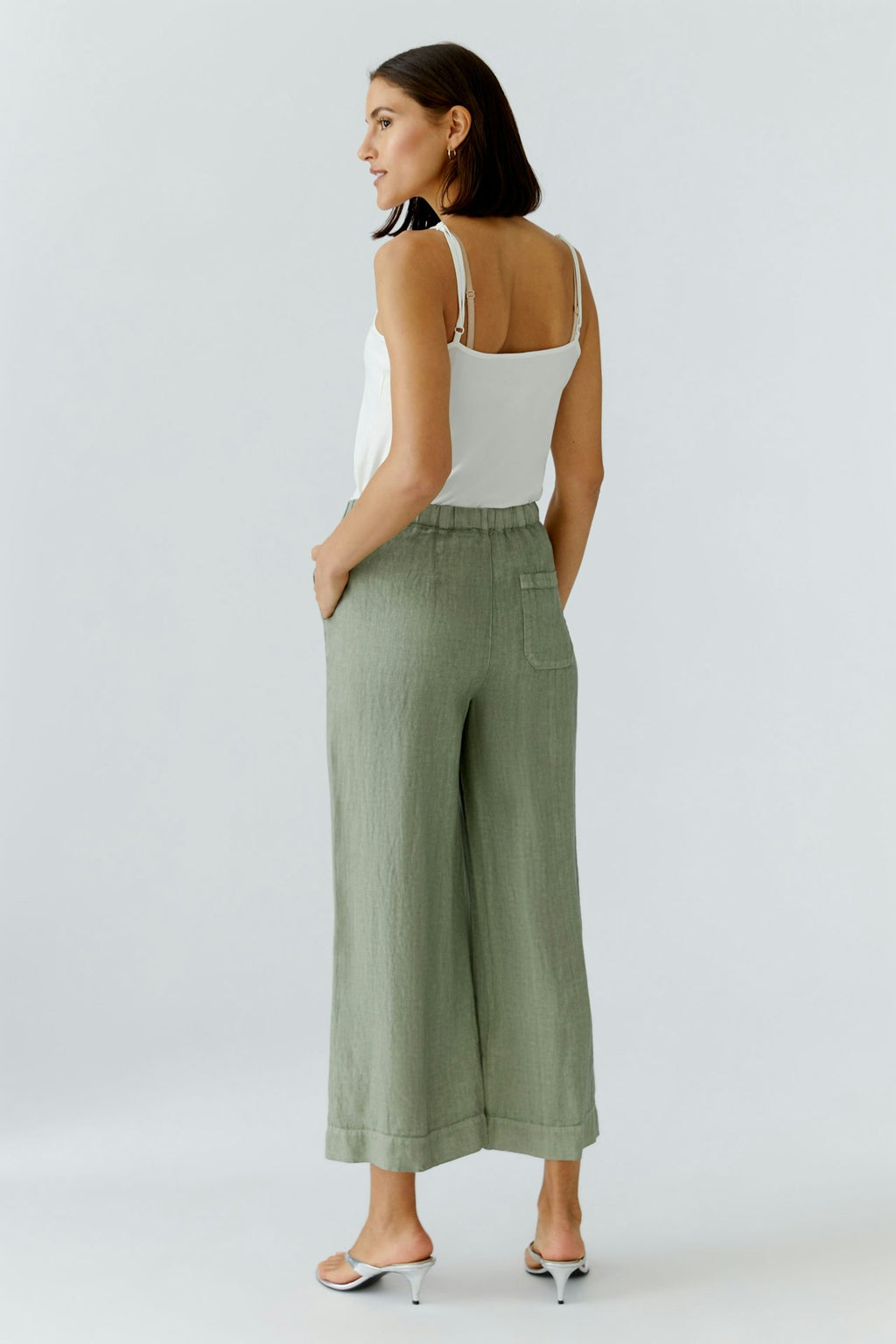 Oui 97142 Sage Green Linen Trouser