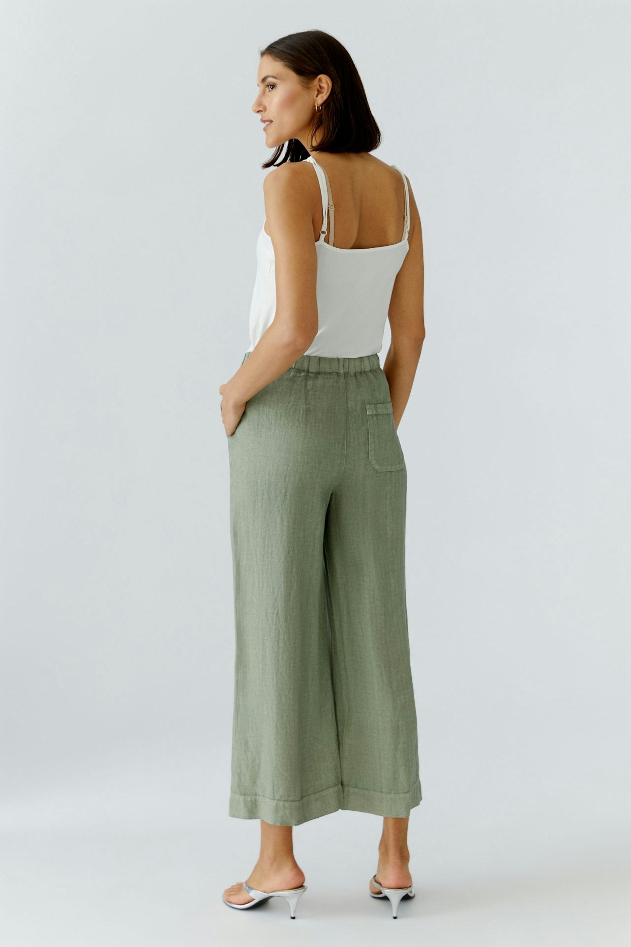 Oui 97142 Sage Green Linen Trouser