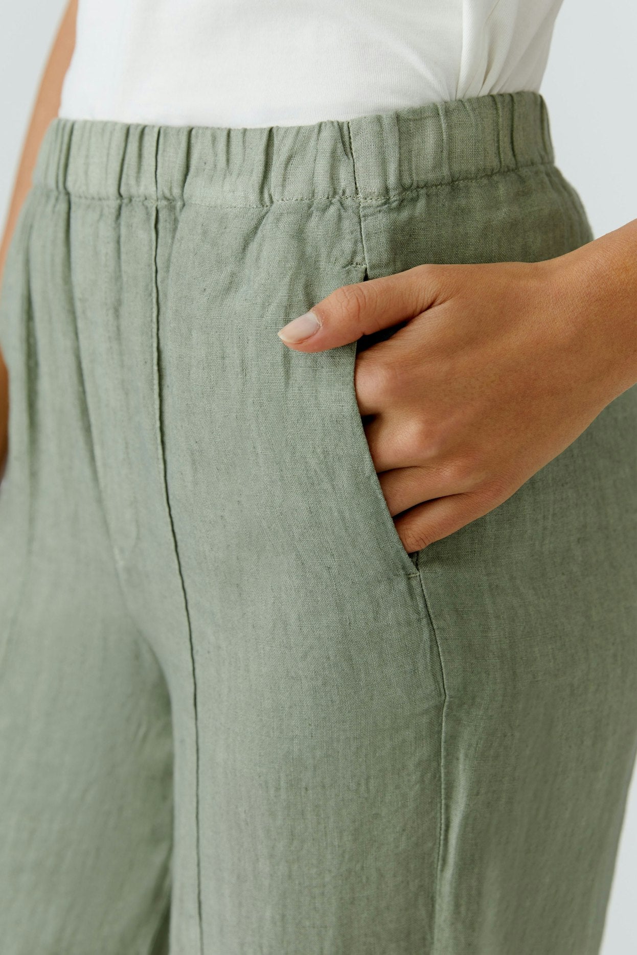 Oui 97142 Sage Green Linen Trouser