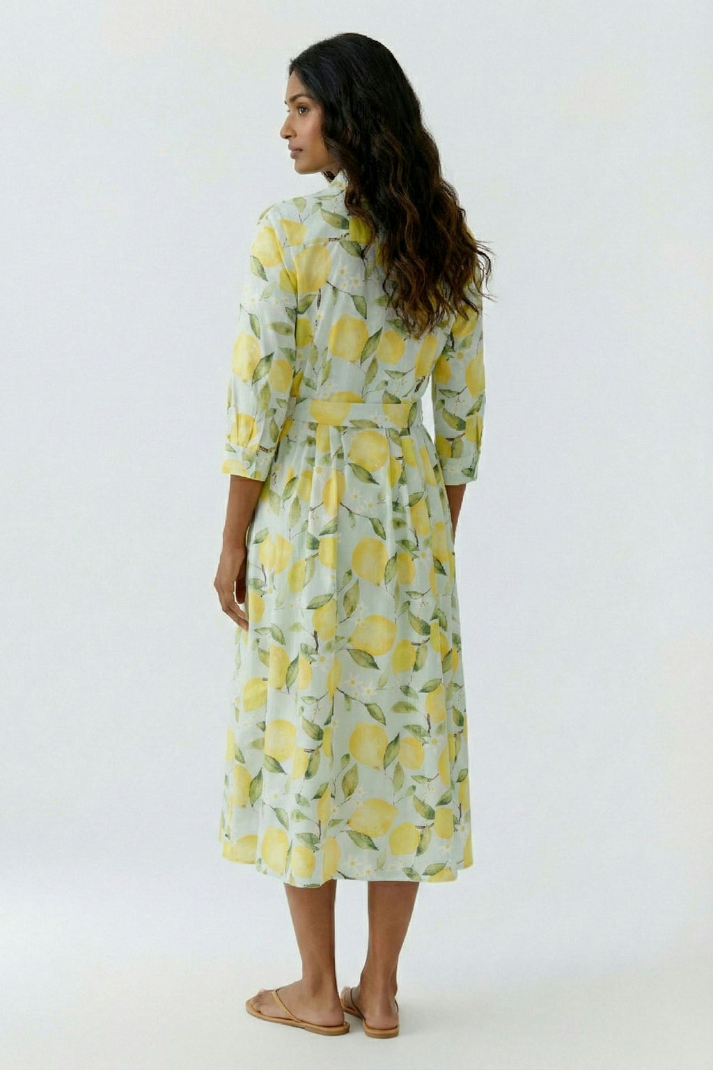 Oui 97174 Long Sleeves Mid Length Yellow And Green Dress
