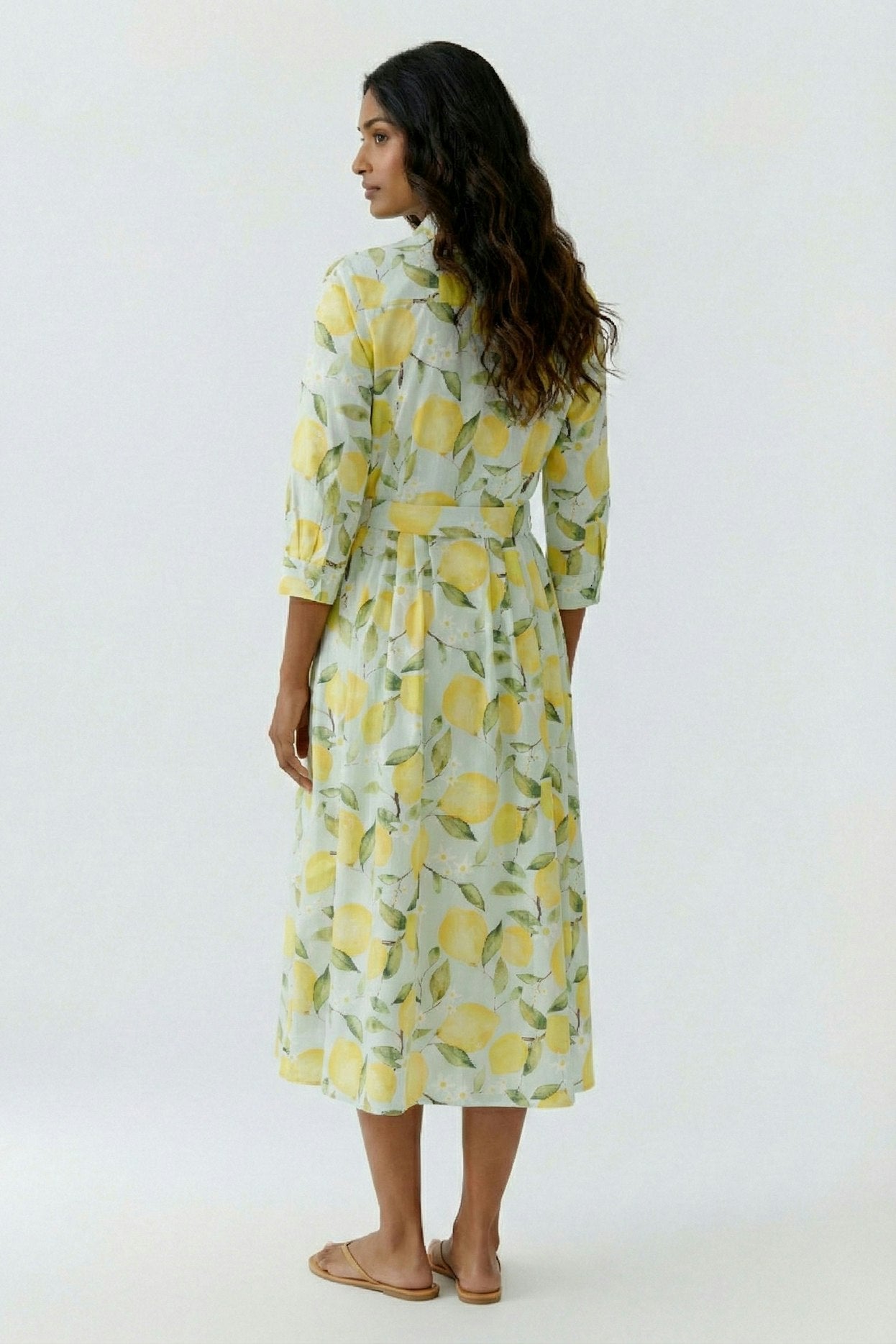 Oui 97174 Long Sleeves Mid Length Yellow And Green Dress