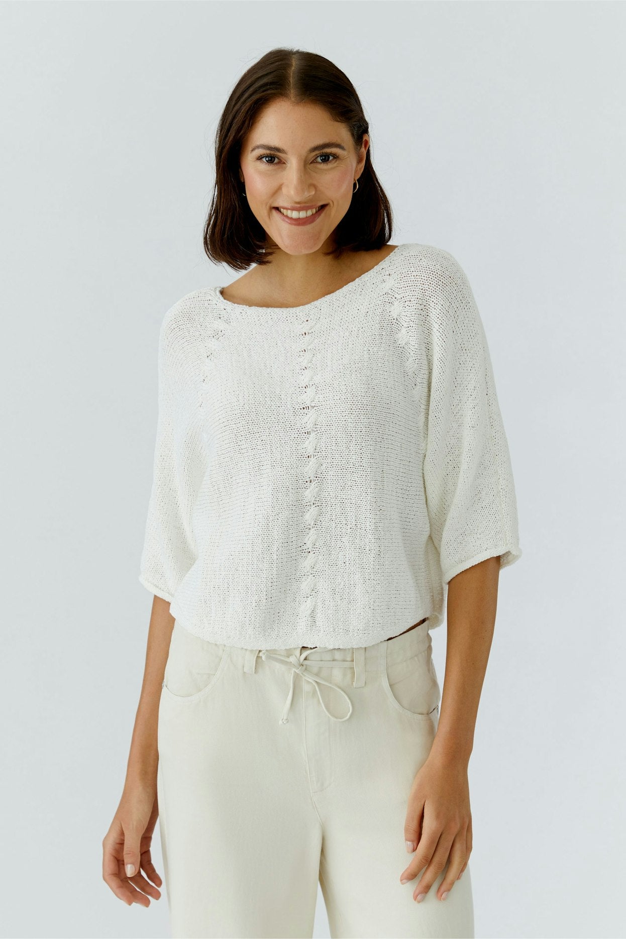 Oui 97252 Off White 3/4 Sleeves Jumper
