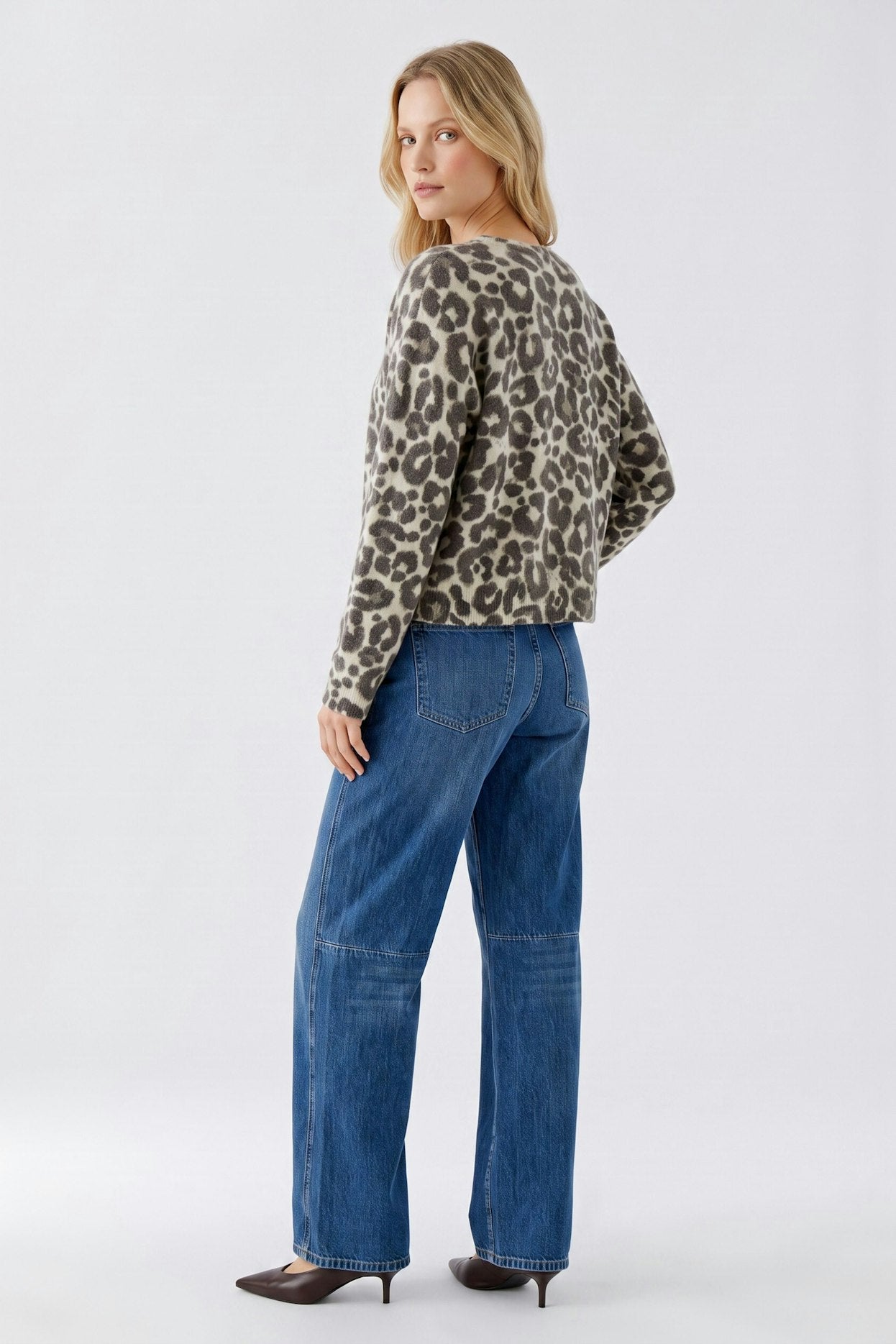 Oui 97953 Stone Taupe Long Sleeves Jumper