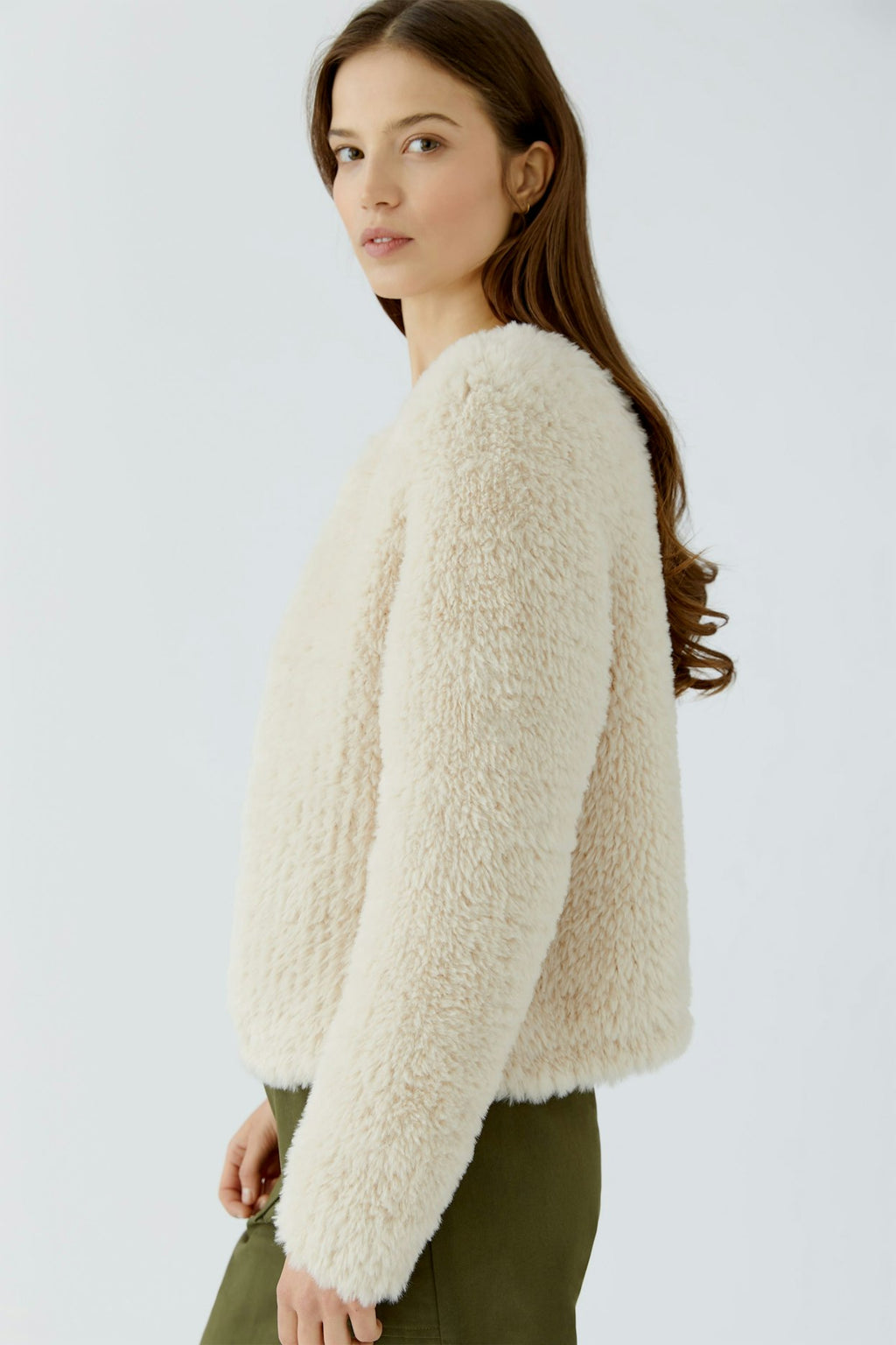 Oui 98071 Cream Knitted Short Jacket