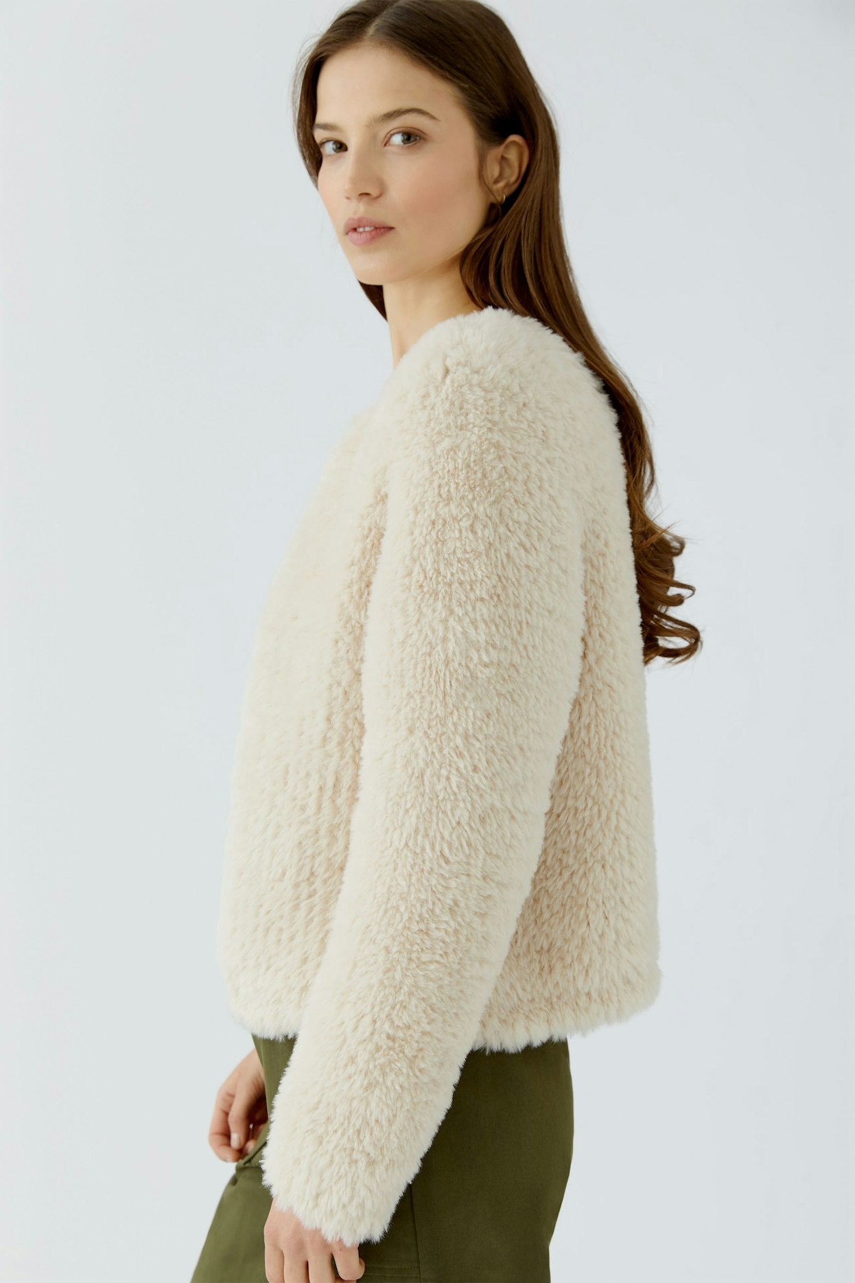Oui 98071 Cream Knitted Short Jacket