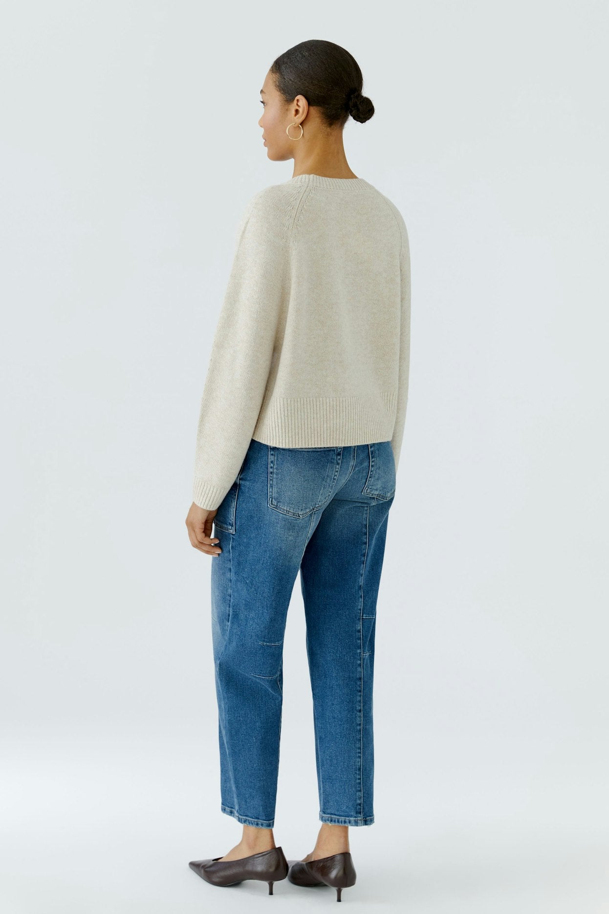 Oui 98963 Long Sleeves Beige Jumper