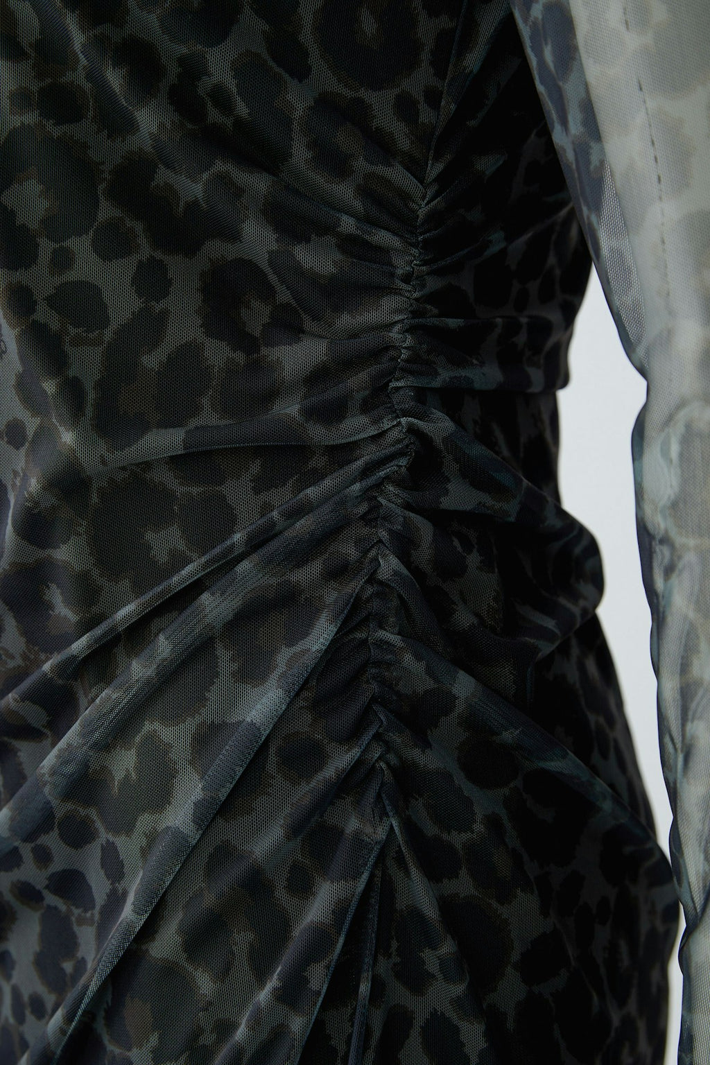 Oui 100341 Animal Print Brown And Grey Mesh Midi Dress