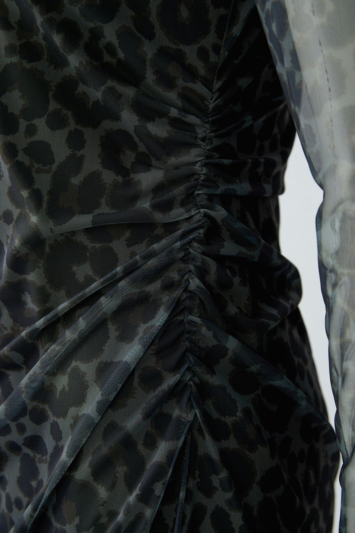 Oui 100341 Animal Print Brown And Grey Mesh Midi Dress