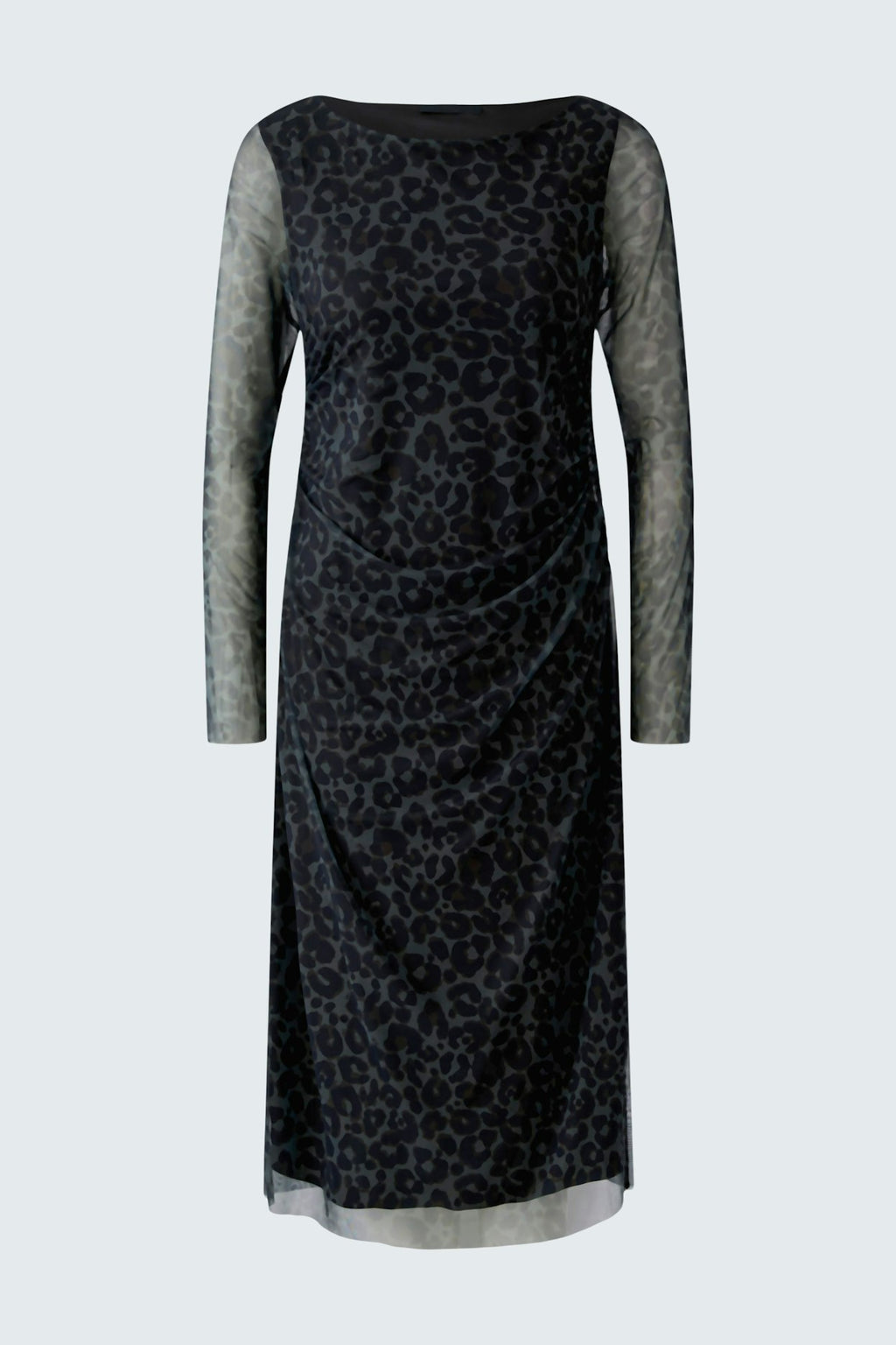 Oui 100341 Animal Print Brown And Grey Mesh Midi Dress