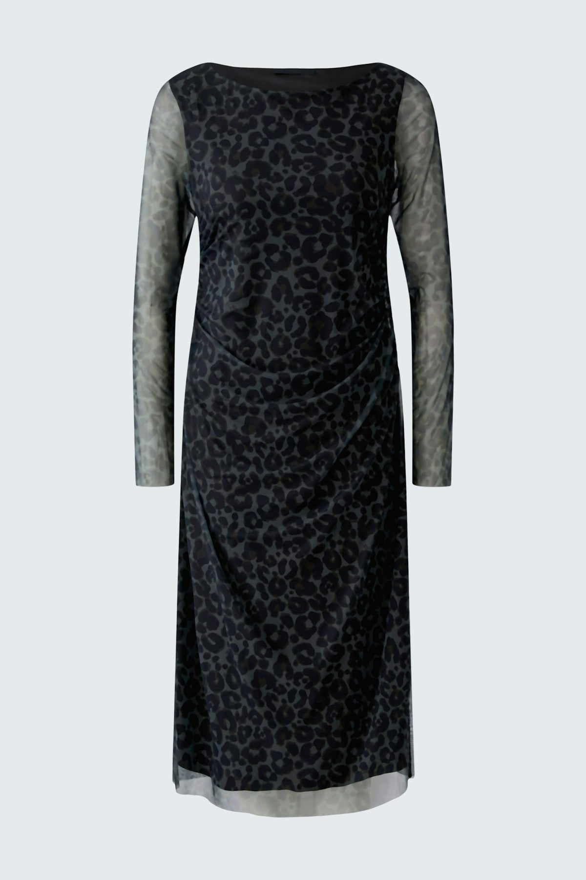 Oui 100341 Animal Print Brown And Grey Mesh Midi Dress