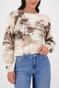 Monari 410382 Savanne Allover Jumper With Round Neck And Sand Pattern