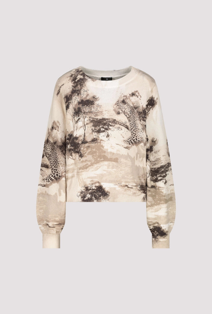 Monari 410382 Savanne Allover Jumper With Round Neck And Sand Pattern