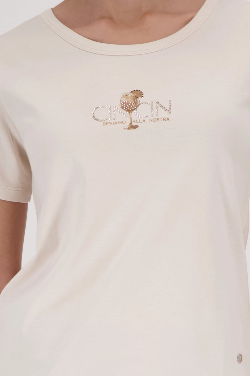 Monari 410081 Champagne Beige Round Neck Tshirt