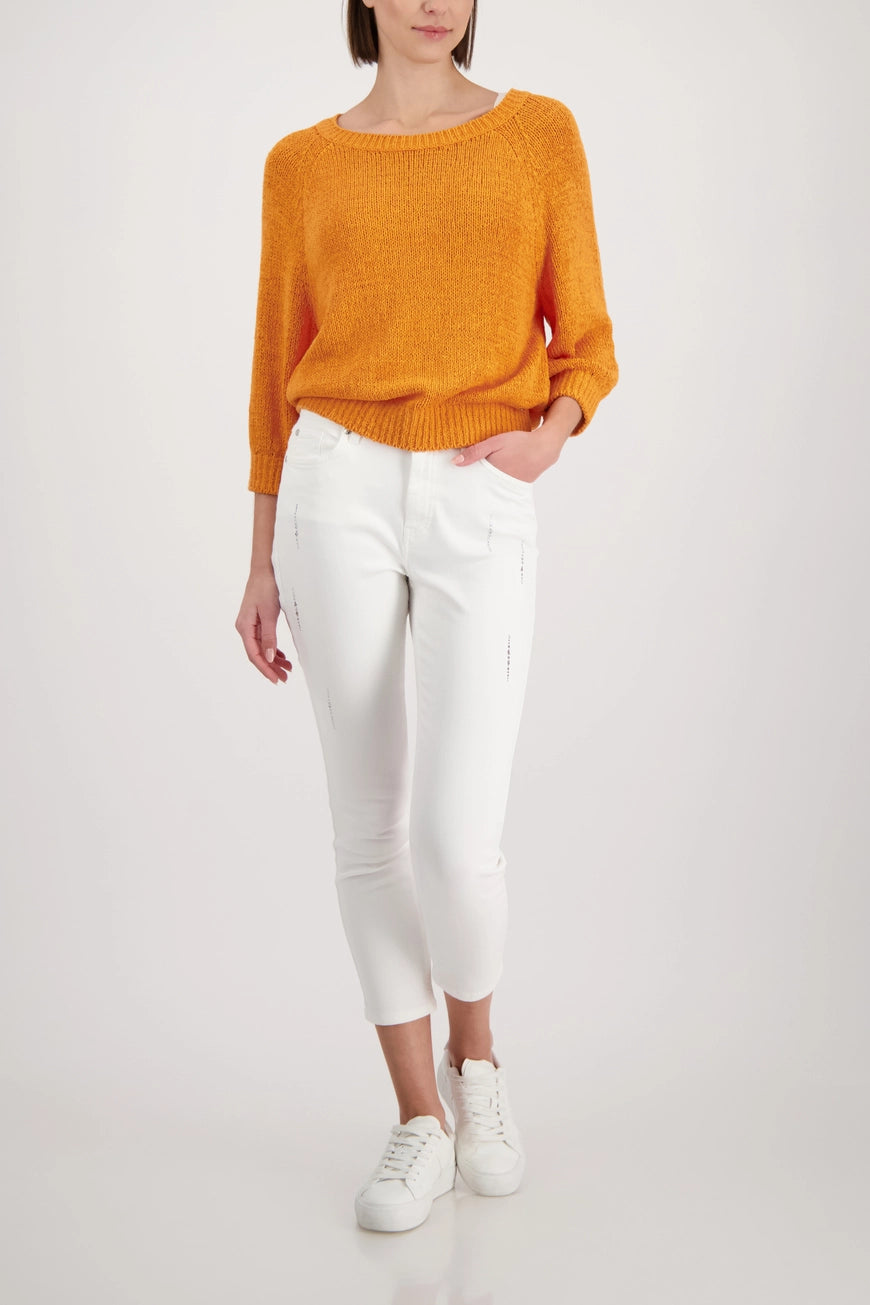 Monari 410272 Bright Orange Yellow Jumper With Boat Neck