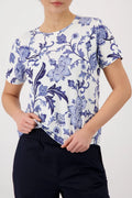 Monari 410666 T-Shirt  With Blue Botanic Floral Print All Over
