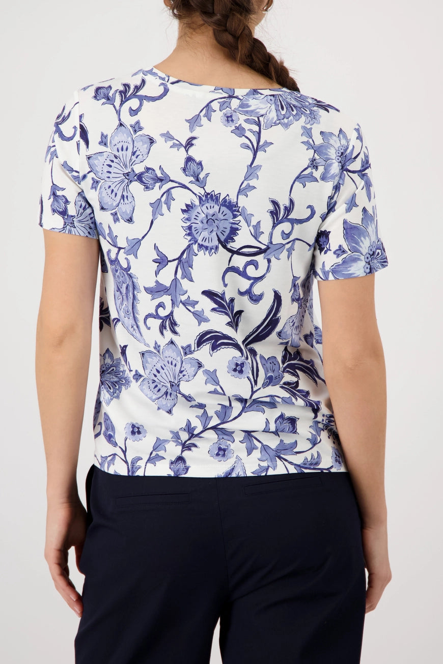 Monari 410666 T-Shirt  With Blue Botanic Floral Print All Over