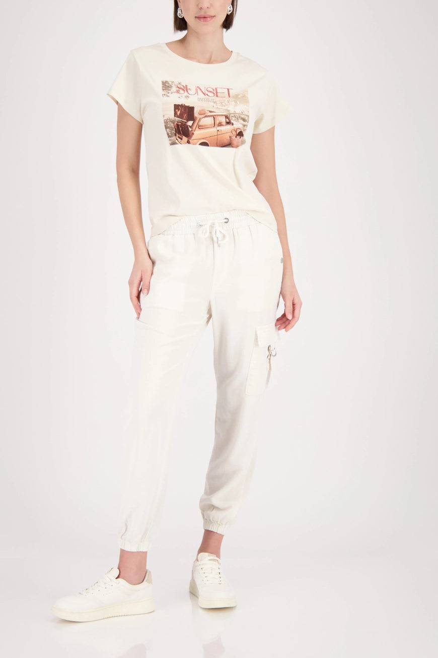 Monari 410770 Marble Comfort Fit Trouser With Adjustable drawstring Waistband Easy Fit