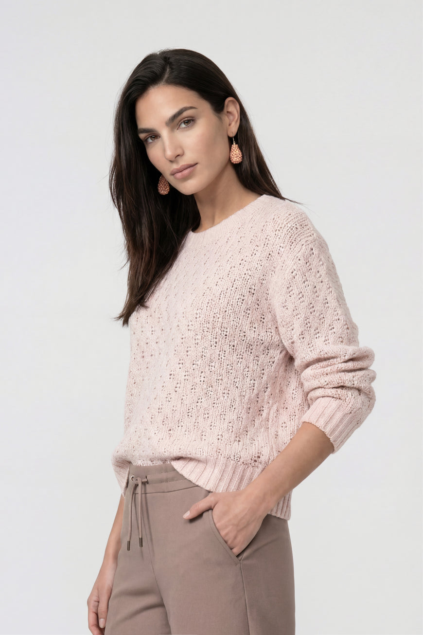 Monari 809924 Pale Pink Round Neck Jumper
