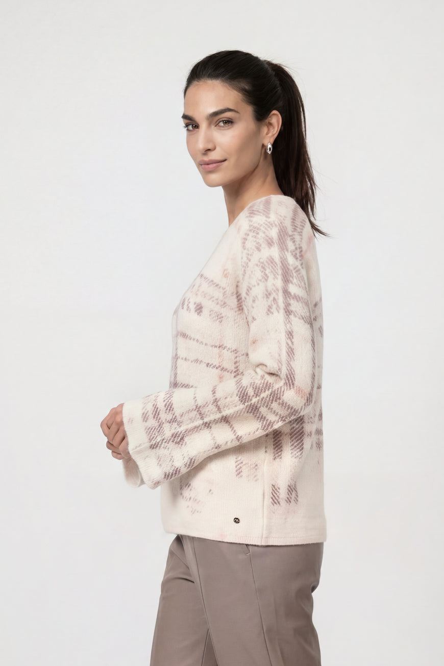 Monari 810073 Pearly Pattern Round Neck Karodruck Jumper