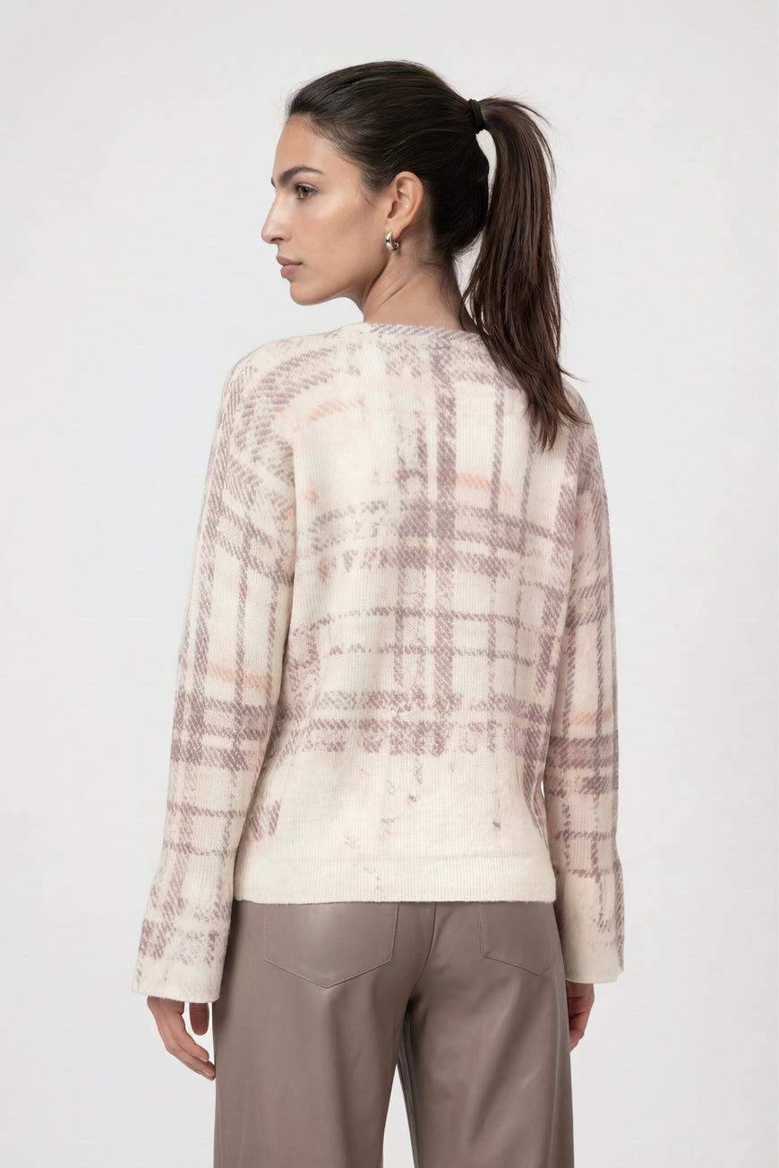 Monari 810073 Pearly Pattern Round Neck Karodruck Jumper