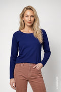 Monari 810542 Essential Classic Blue Round Neck Long Sleeves Top