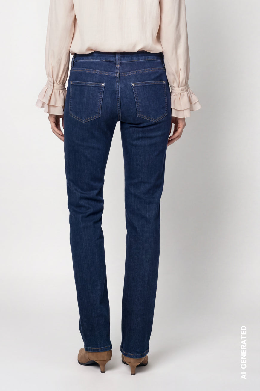 Monari 810575 Blue Denim Straight Trousers Jeans