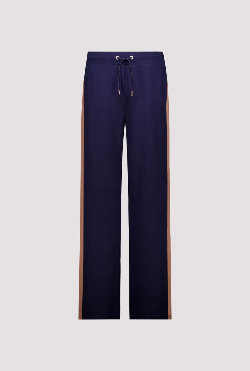 Monari 810584 Dark Blue Straight Leg Jersey Trousers