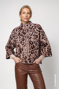 Monari 810366 Leo Jacquard Stand Up Collar Jacket With 7/8 Length Sleeves