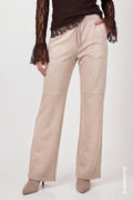 Monari 810581 Beige Color Wide Leg Velour Trousers