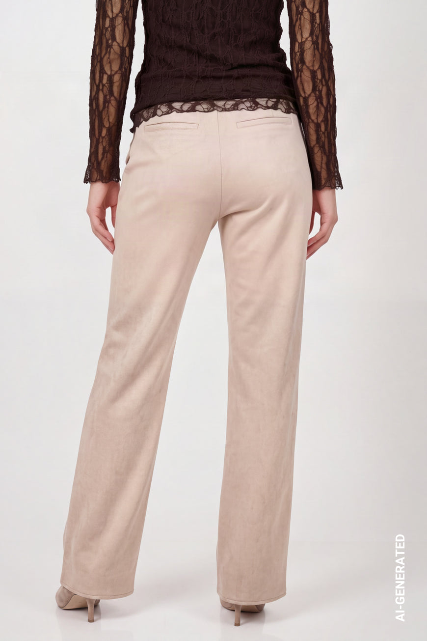 Monari 810581 Beige Color Wide Leg Velour Trousers