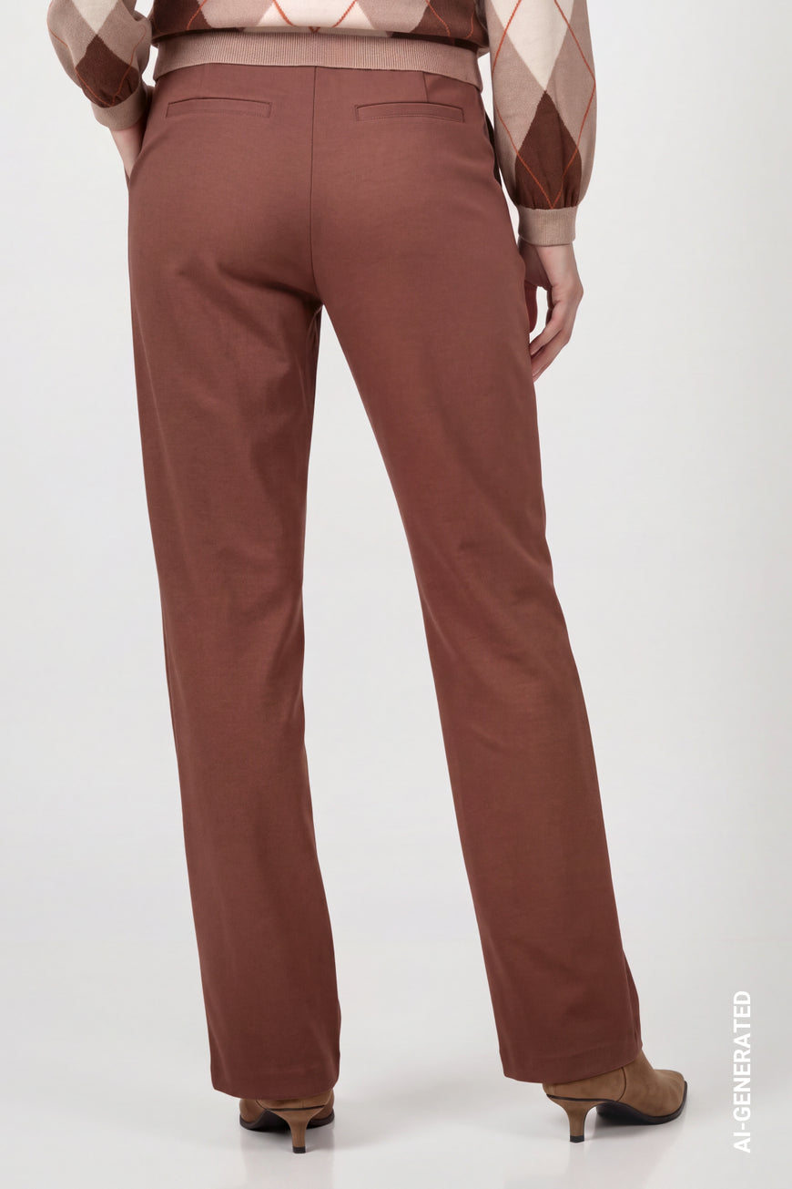 Monari 810582 Brown Basic Bella Regular Wide Leg Trousers