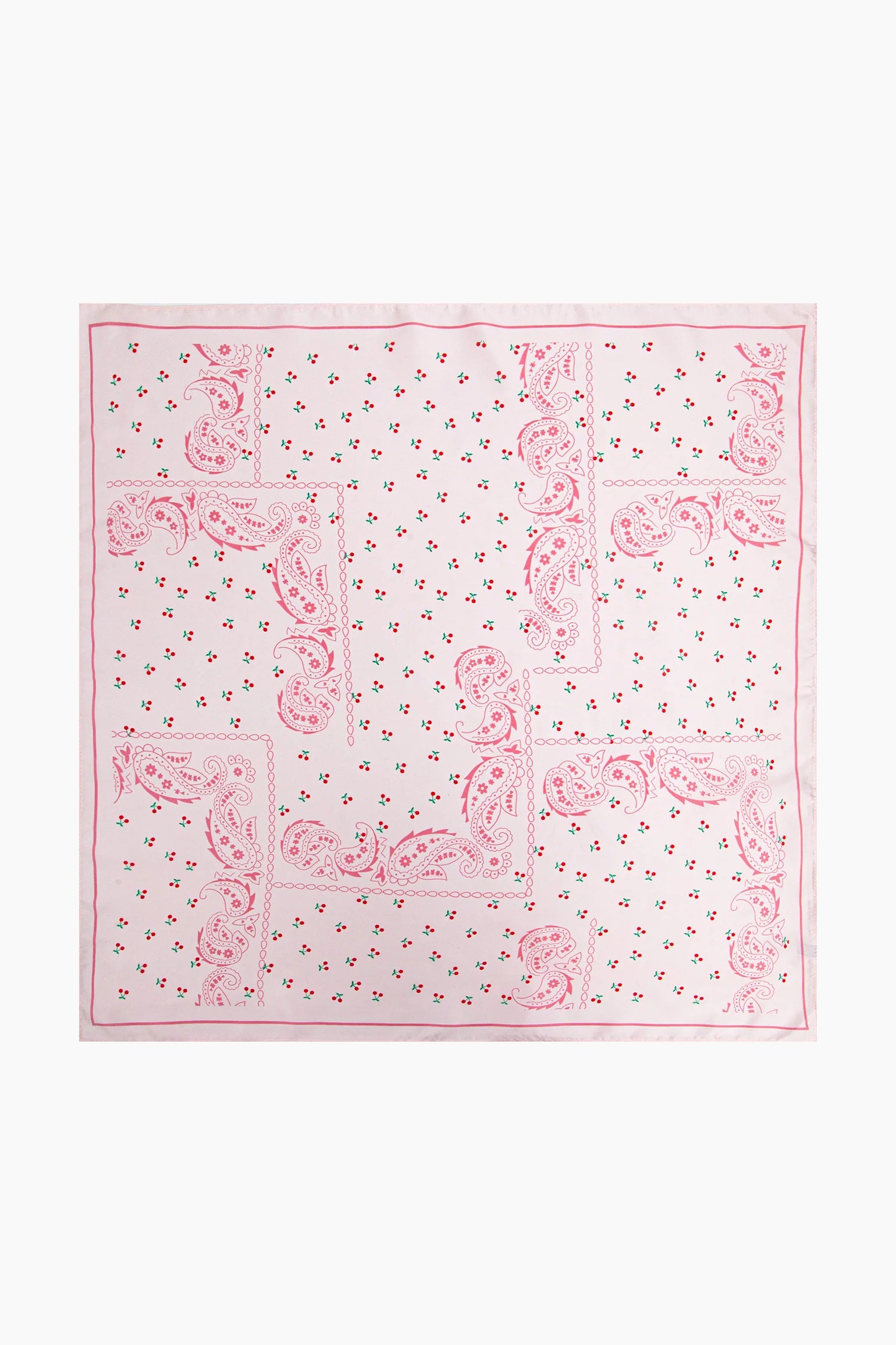 MSH Pink Cherry Paisley Faux Silk Square Scarf