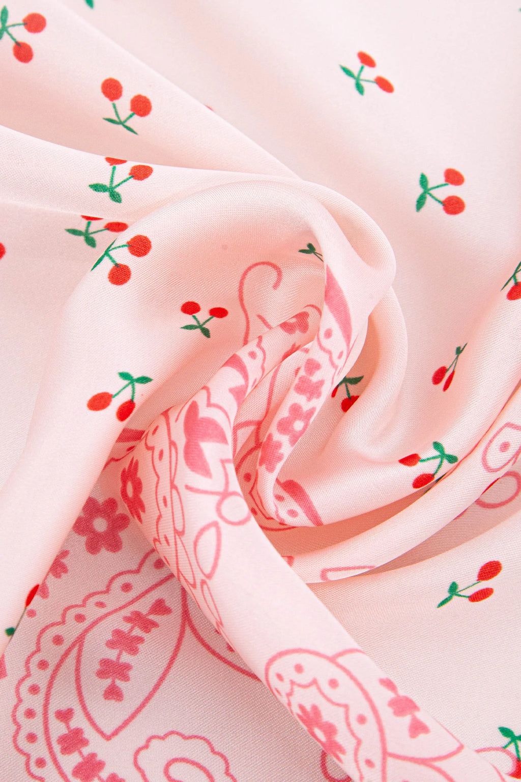 MSH Pink Cherry Paisley Faux Silk Square Scarf