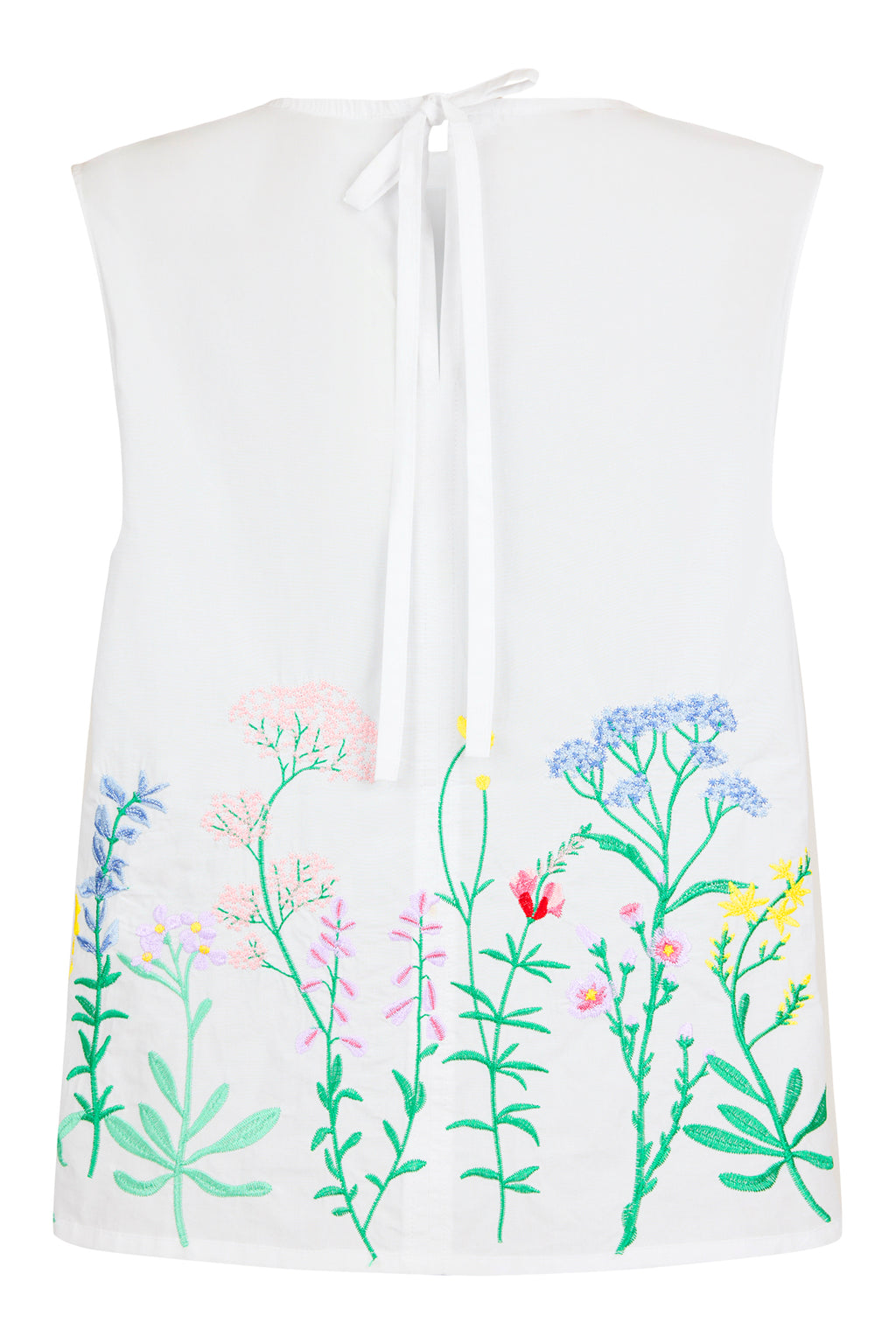 Noen  84010 White Cotton Sleeveless Embroidery Blouse