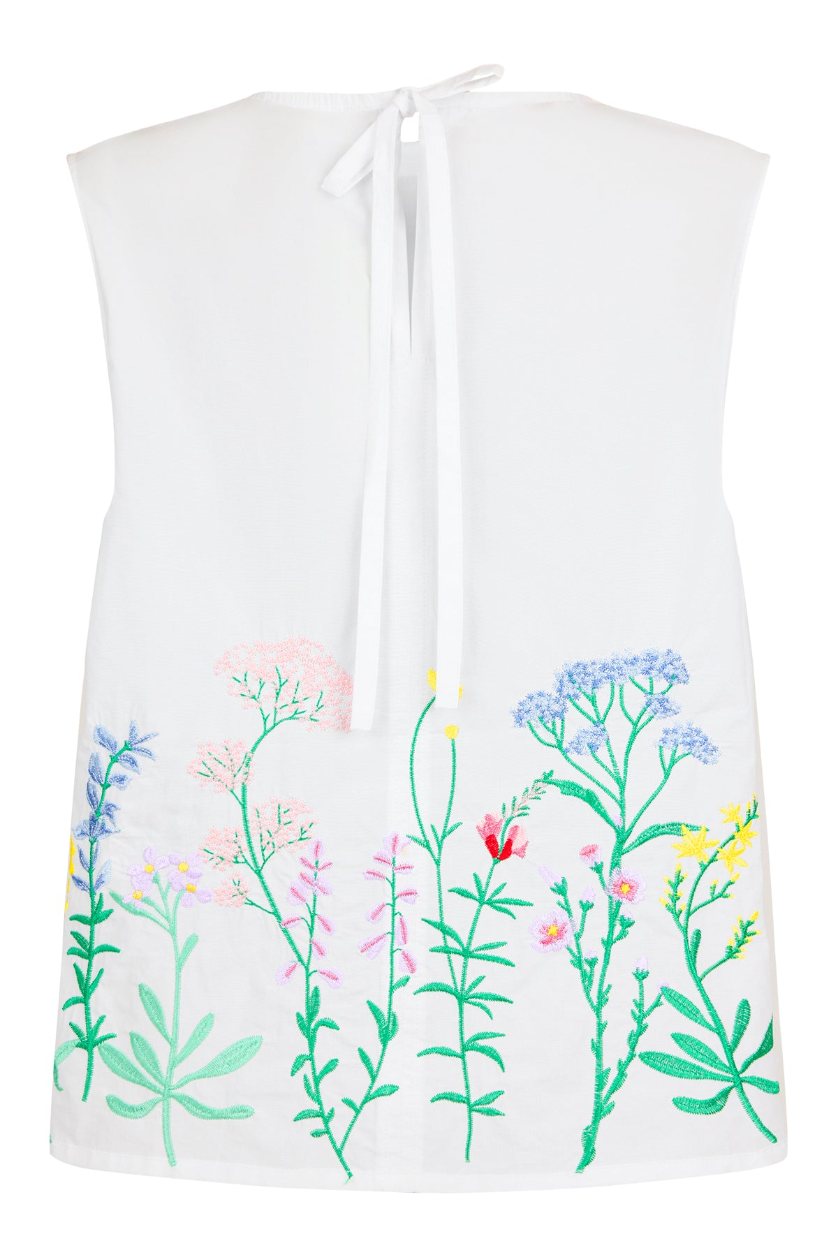 Noen  84010 White Cotton Sleeveless Embroidery Blouse