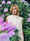 Noen White Embroidered Shoulder Sleeveless Top 86304
