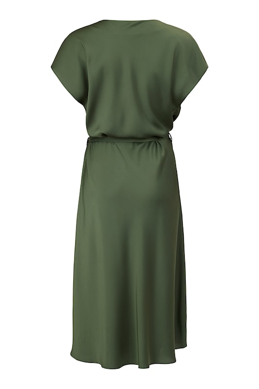 Molly Jo Olive Green Satin Belted Dress 71665