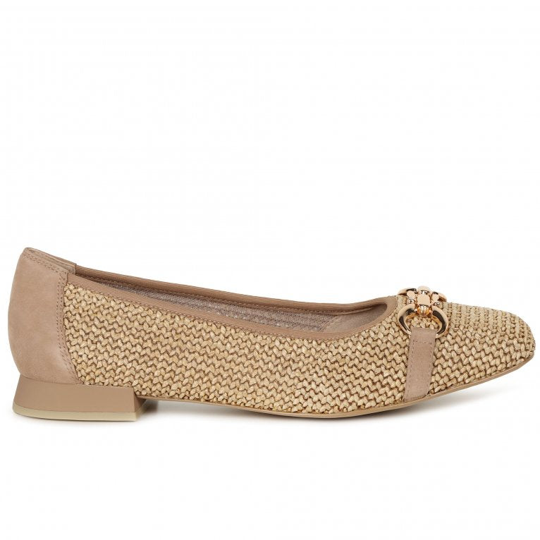 Caprice Camel Hessian Flat Pump Shoe 9-22503-42