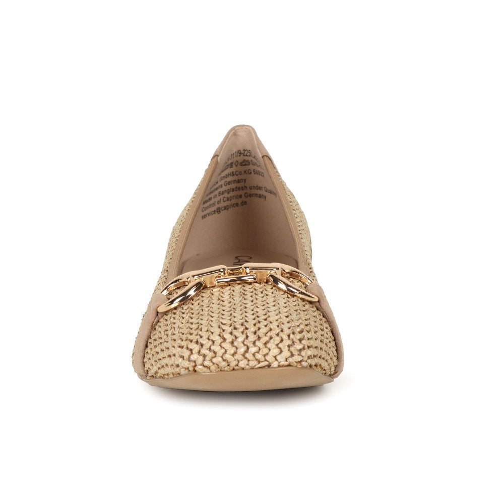 Caprice Camel Hessian Flat Pump Shoe 9-22503-42