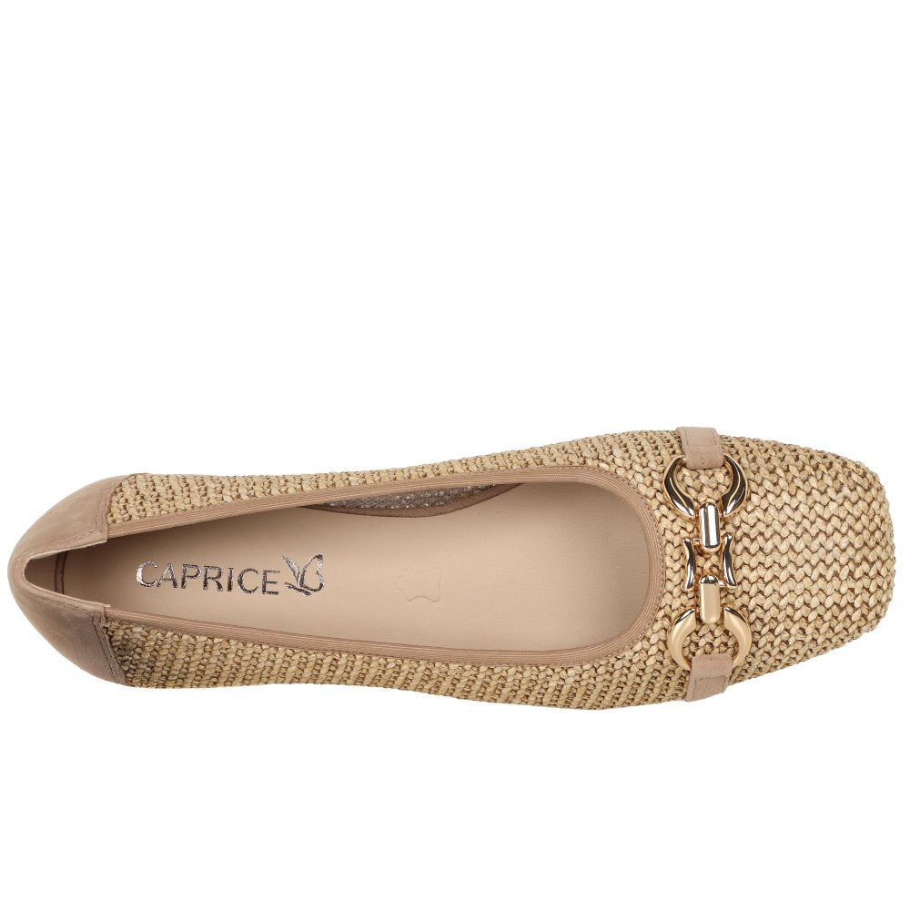 Caprice Camel Hessian Flat Pump Shoe 9-22503-42
