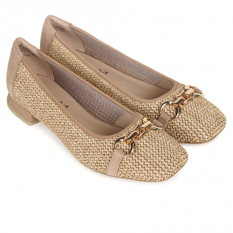 Caprice Camel Hessian Flat Pump Shoe 9-22503-42