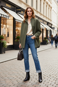 MAC Laura Turn Up Petrol Blue Stretch Denim Jean