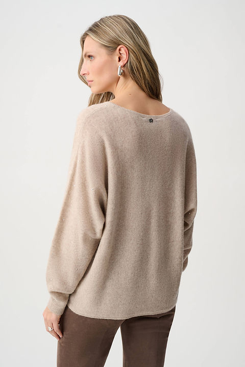 Joseph Ribkoff 263940 Cashmere Scattered Studded Beige Batwing Jumper