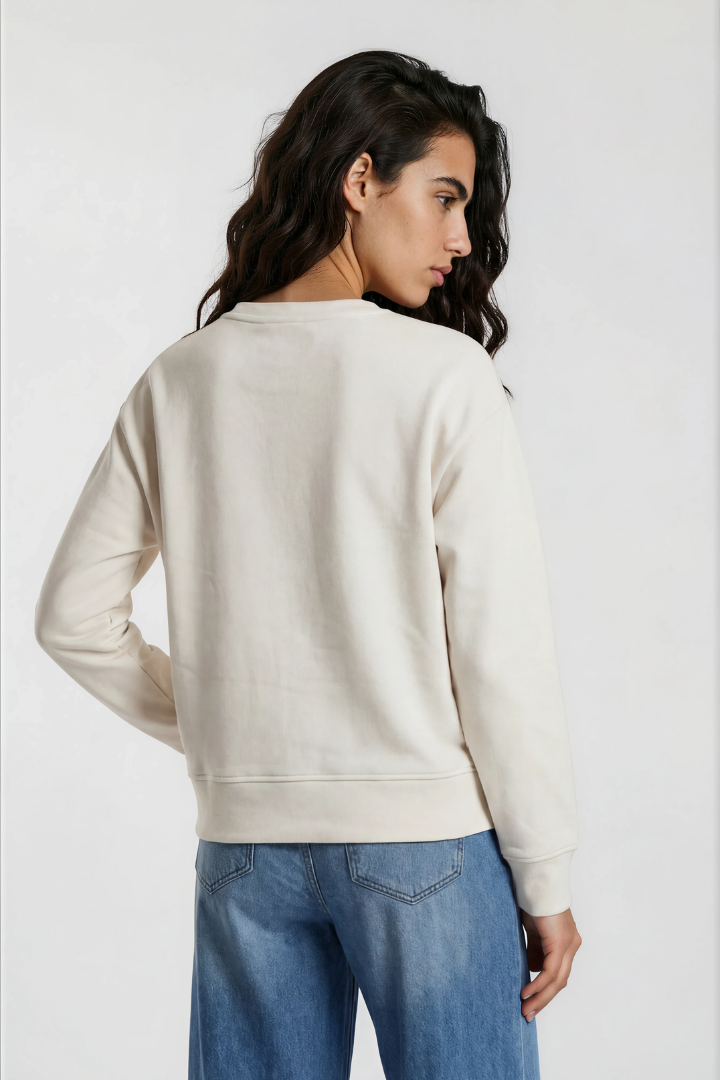 Milano Italy 6356358702 Cream Round Neck And Long Sleeves Top With Cowboy Boot Print