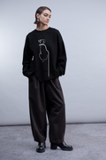Haako H2002 Black Dog Print Sweatshirt Top