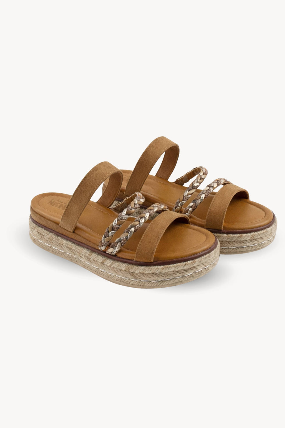Nekane BF.FLOGOPITA 000074 Tan Plarform Sandal With Raffia Braided Straps