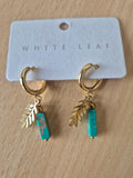 White Leaf Jade Drop Leaf Earrings