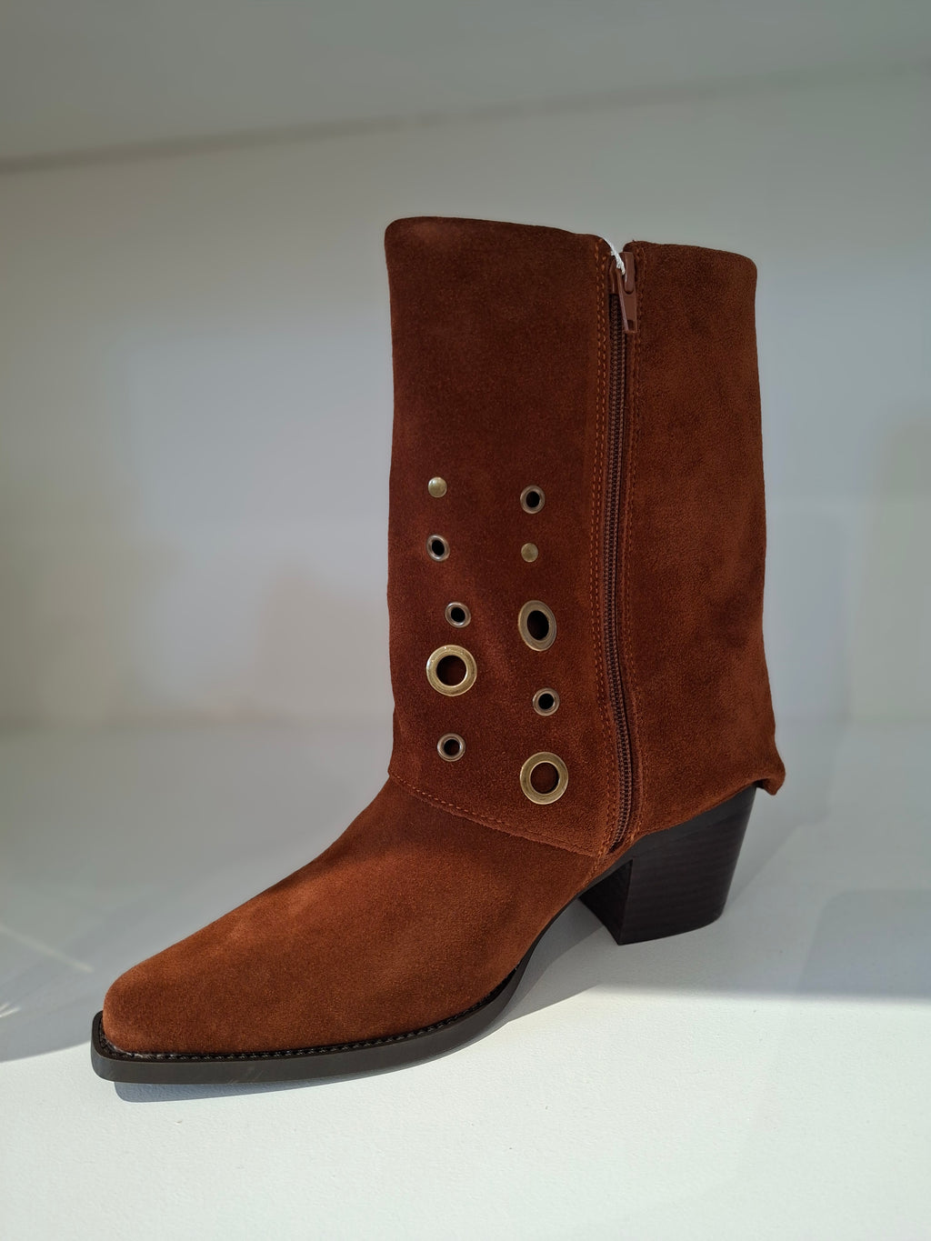 Nekane Grelm Eyelet Cow Suede Boot With Heel